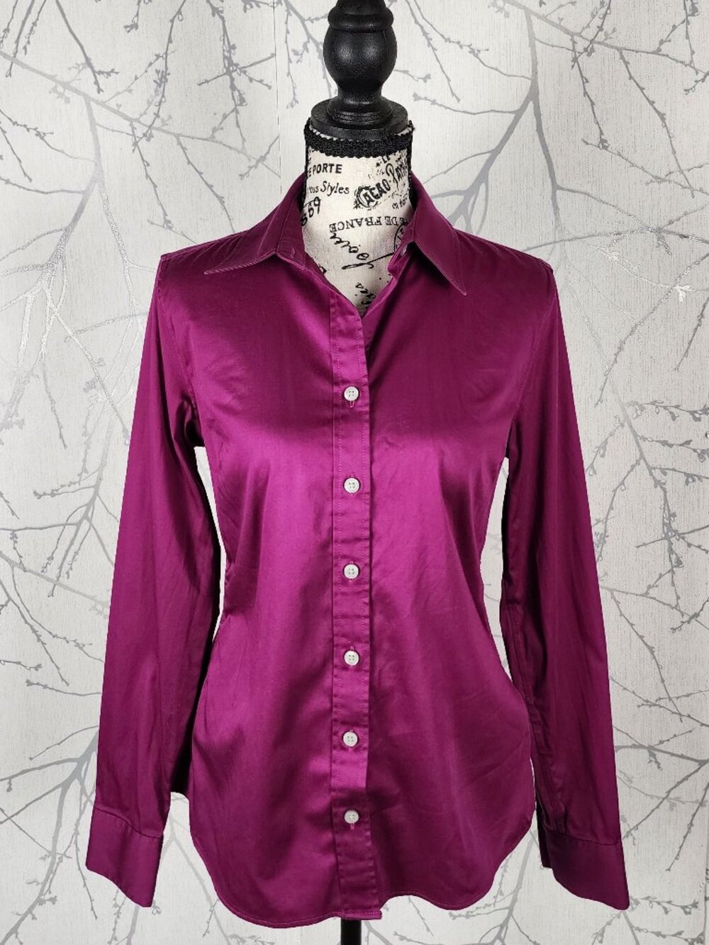 Banana Republic Fuchsia Pink Cotton Stretch Non Iron Fitted Blouse